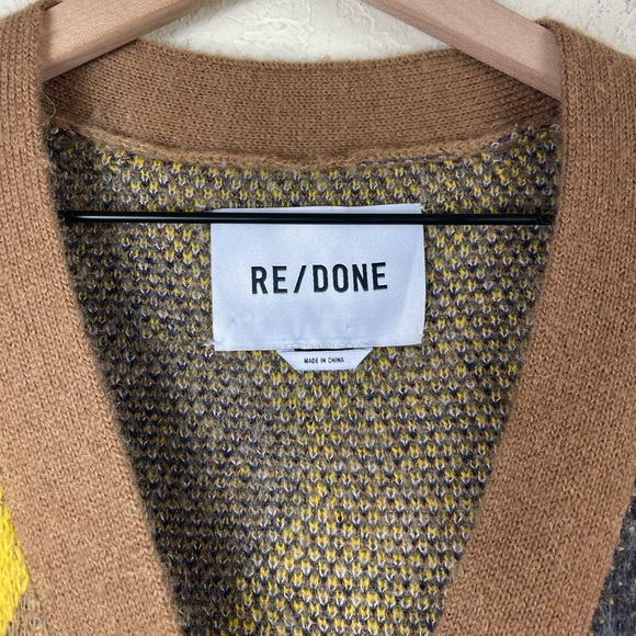 RE/DONE 90s Cropped Cardigan Argyle Sweater Size Large - Picture 5 of 8
